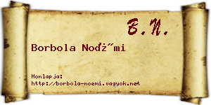 Borbola Noémi névjegykártya